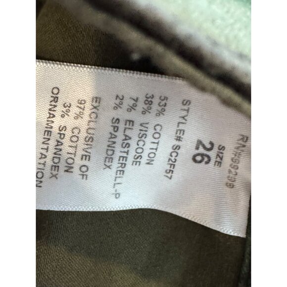 Level 99 Camo Jogger Zipper Pants Women Size 26 Green Camouflage Stretch Slim Fi - Picture 4 of 6